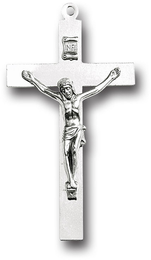 2" Crucifix In Nickle with Ring 25-Pack