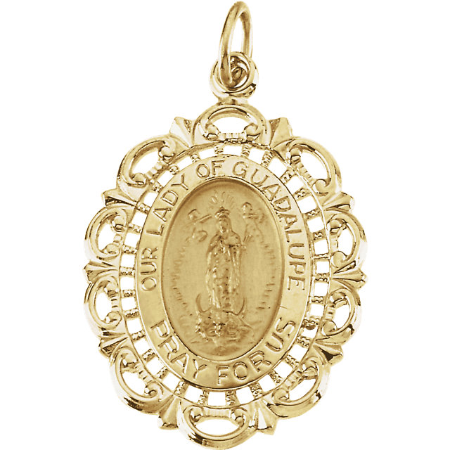 14K Yellow Gold Lady Of Guadalupe Pendant