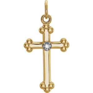 14K Gold & White .01 CTW Diamond Cross Pendant