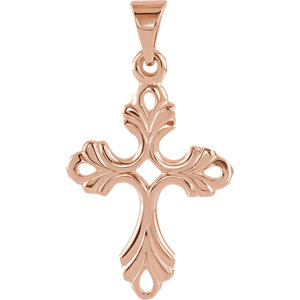 14K Rose 24.5x17 MM Design Cross Pendant