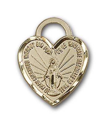 14K Gold Miraculous Heart Pendant