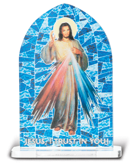 2"X2 3/4" Divine Mercy with Text Statuette With Base 5-Pack