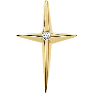 14K Gold .025 CTW Diamond Cross Pendant