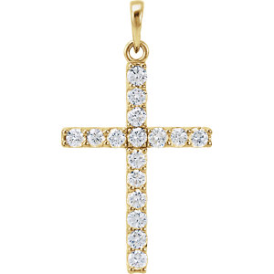 14K Gold 1 CTW Diamond Cross Pendant