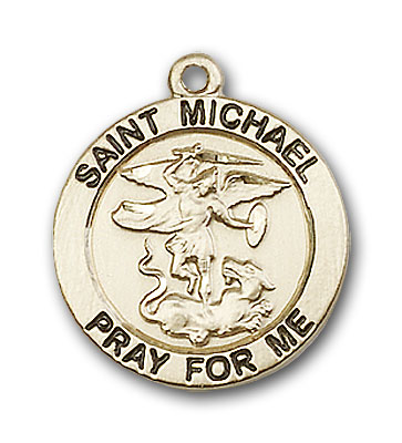 14K Gold St. Michael the Archangel Pendant - Engravable