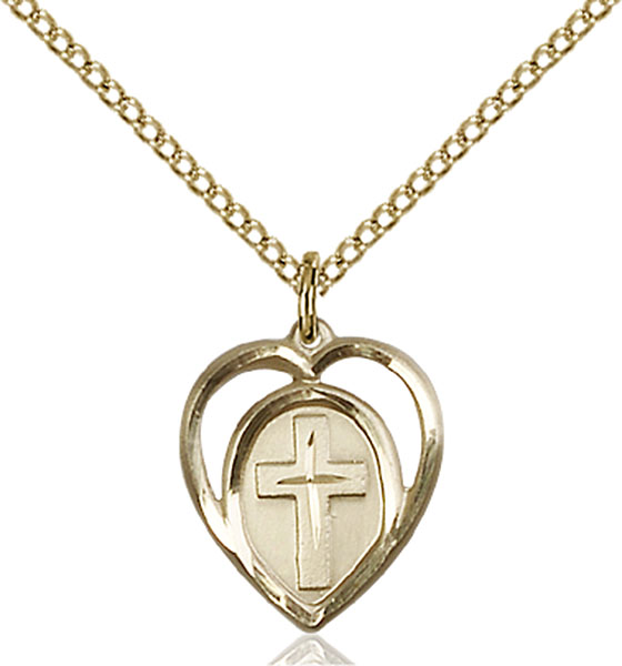 14K Gold-Filled Heart / Cross Pendant