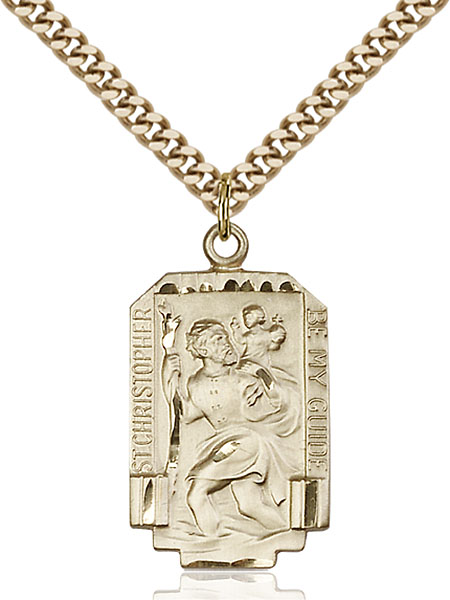 Rectangular 14K Gold-Filled St. Christopher Pendant - Engravable
