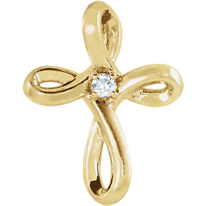 14K Gold .02 CTW Diamond Cross Pendant
