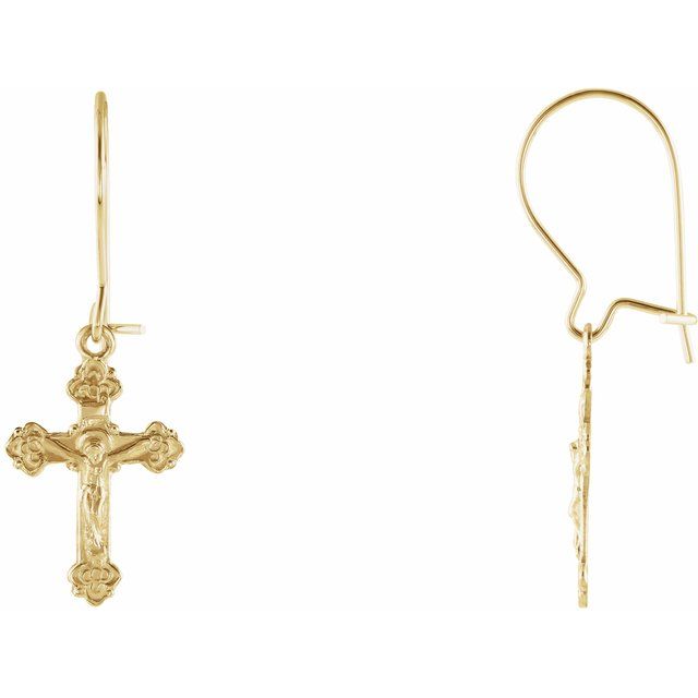 14K Gold Earwire with Crucifix