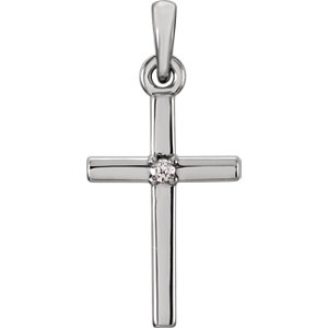 Sterling Silver 19.2x9 MM .01 CTW Diamond Cross Pendant