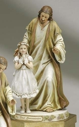9.5-inch Jesus With Praying Girl Figurine