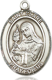 Sterling Silver St. Clare of Assisi Pendant - No Chain
