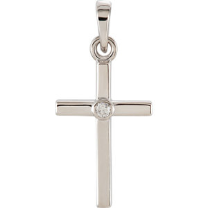 14K White .01 CTW Diamond Cross 19x8.9 MM Pendant