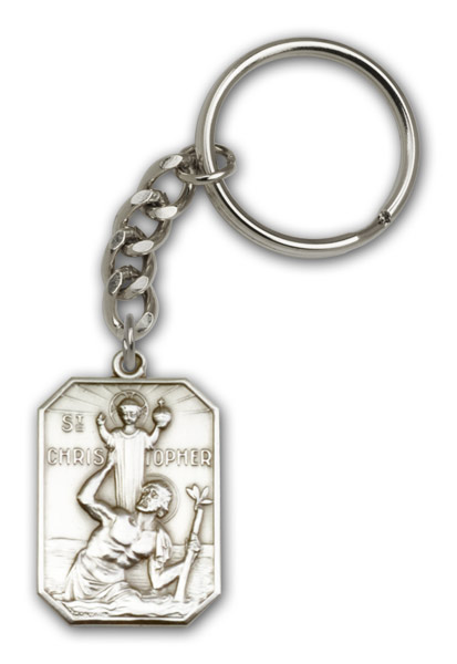 Antique Silver St. Christopher Keychain