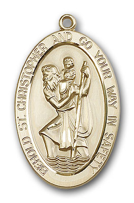 14K Gold St. Christopher Pendant - Engravable