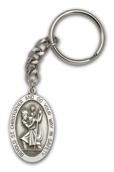Antique Silver St. Christopher Keychain