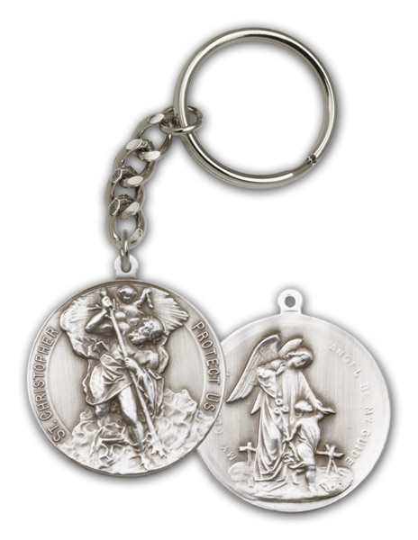 Antique Silver St. Christopher Keychain