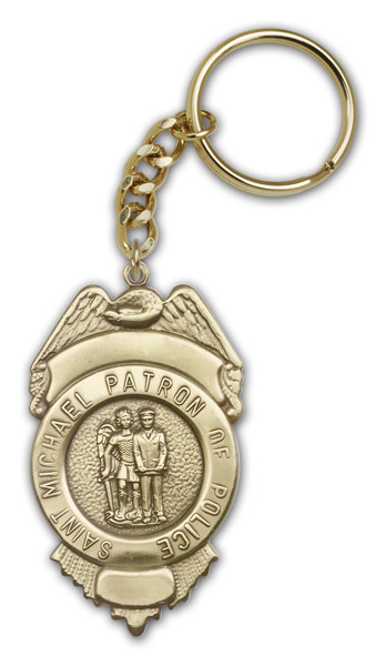 Antique Gold St. Michael the Archangel Keychain