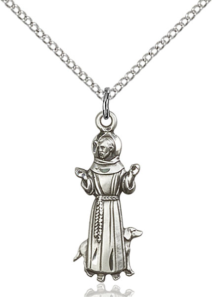 Sterling Silver St. Francis with Dog Pendant