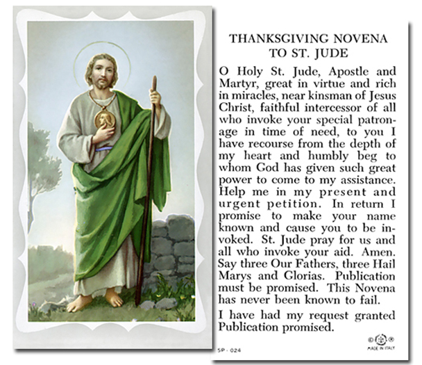 100-Pack - St Jude Holy Card with Prayer Thnksgvn Novena-St Jude