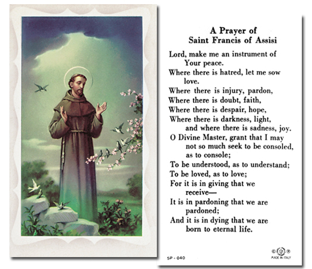 100-Pack - St Francis Of Assisi Holy Card With Prayer