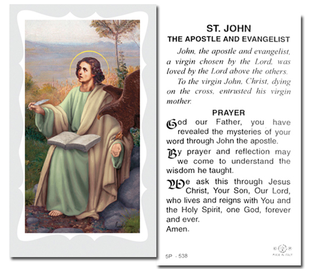 100-Pack - St John The Evangelist Holy Card With Prayer