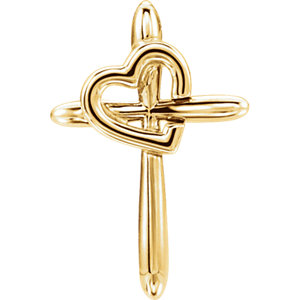 gold cross with heart