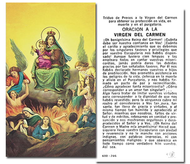 100-Pack - Virgen Del Carmen C/Purgatorio Holy Card