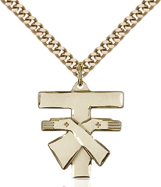 14K Gold-Filled Franciscan Cross Pendant