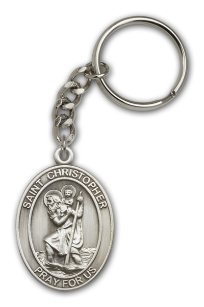 Antique Silver St. Christopher Keychain