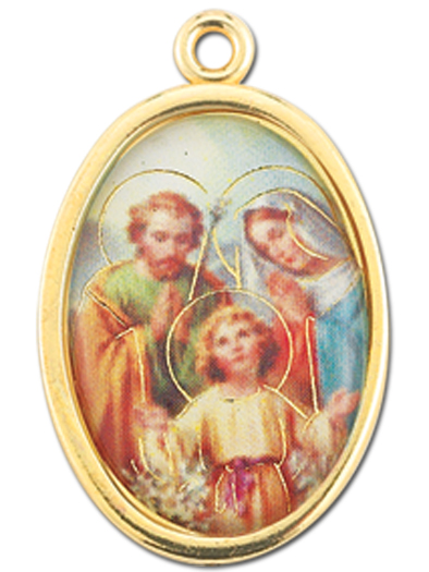 Gold Oval Holy Family Picture Medal 10-Pack