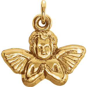 18K Yellow 11x12 MM Angel Baby Pendant
