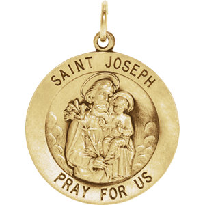 14K Gold 25 MM Round St. Joseph Medal