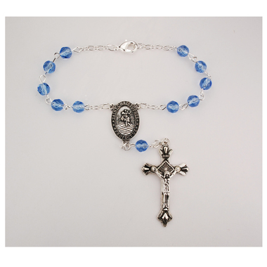 Blue Zircon Auto Rosary