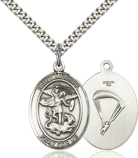 Sterling Silver St. Michael Paratrooper Pendant