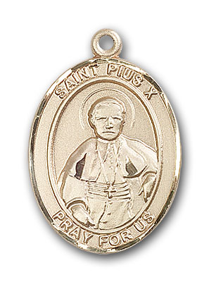 14K Gold St. Pius X Pendant