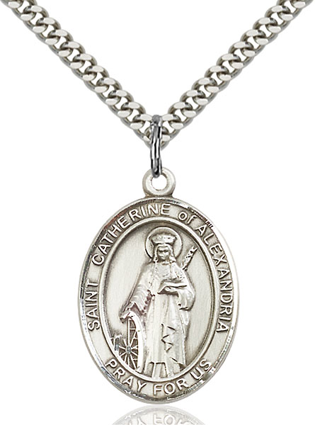 Sterling Silver St. Catherine of Alexandria Pendant