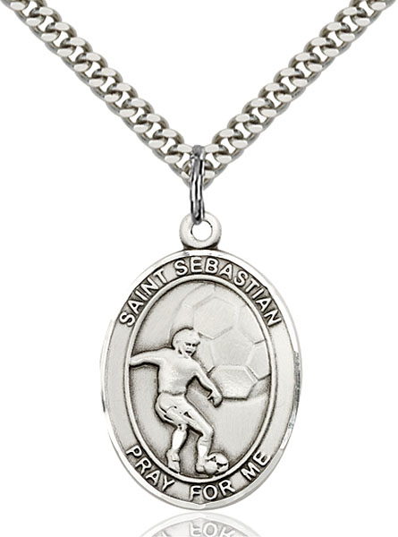 Sterling Silver St. Sebastian Soccer Pendant