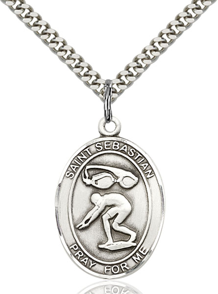 Sterling Silver St. Sebastian Swimming Pendant