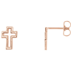 14K Rose Open Cross Earrings