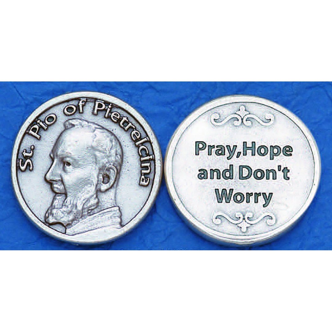 25-Pack - Religious Coin Token - Padre Pio- Pray, Hope, and Don't Worry