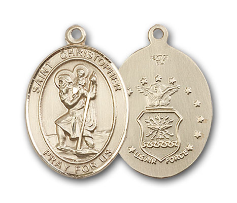 14K Gold St. Christopher Air Force Pendant
