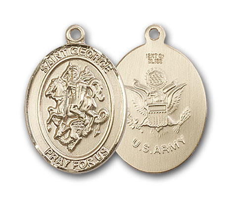 14K Gold St. George Army Pendant