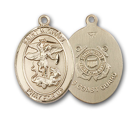 14K Gold St. Michael Coast Guard Pendant