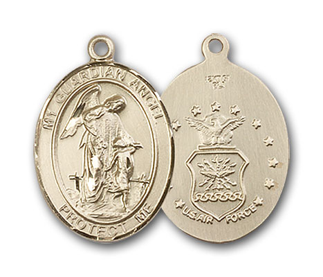 14K Gold Guardian Angel Air Force Pendant