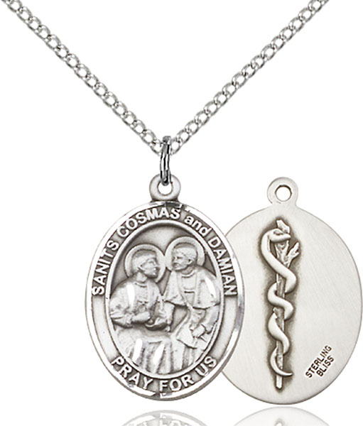 Sterling Silver Sts. Cosmas & Damian Doctors Pendant