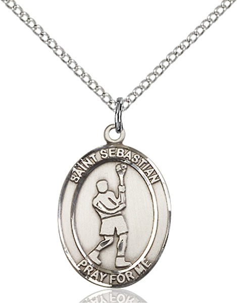 Sterling Silver St. Sebastian Lacrosse Pendant