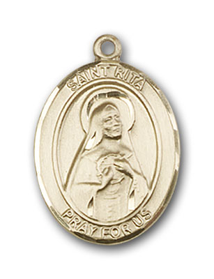 14K Gold St. Rita of Cascia Baseball Pendant