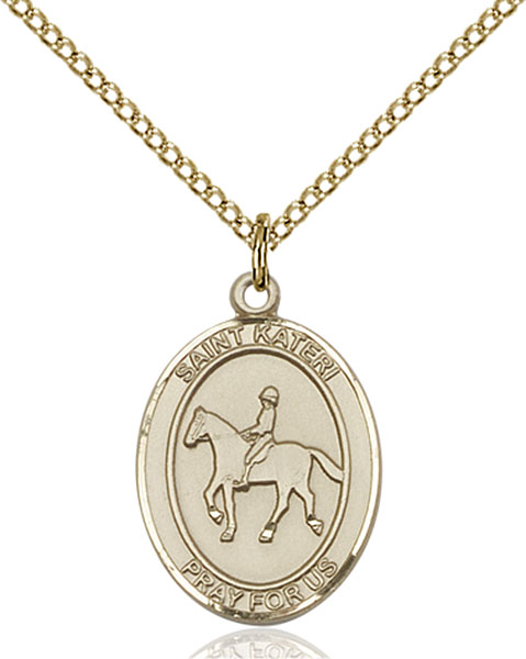 14K Gold-Filled St. Kateri Equestrian Pendant