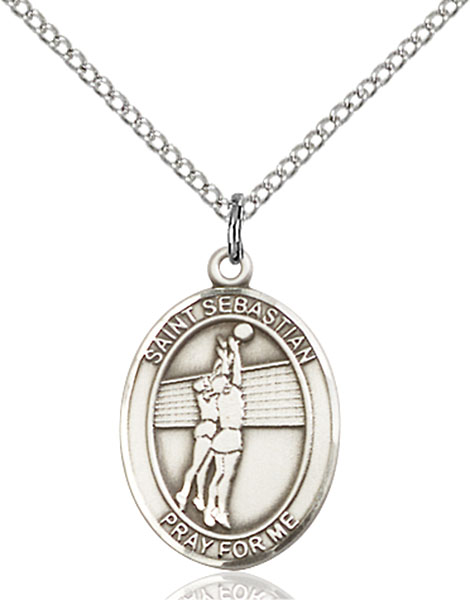 Sterling Silver St. Sebastian Volleyball Pendant